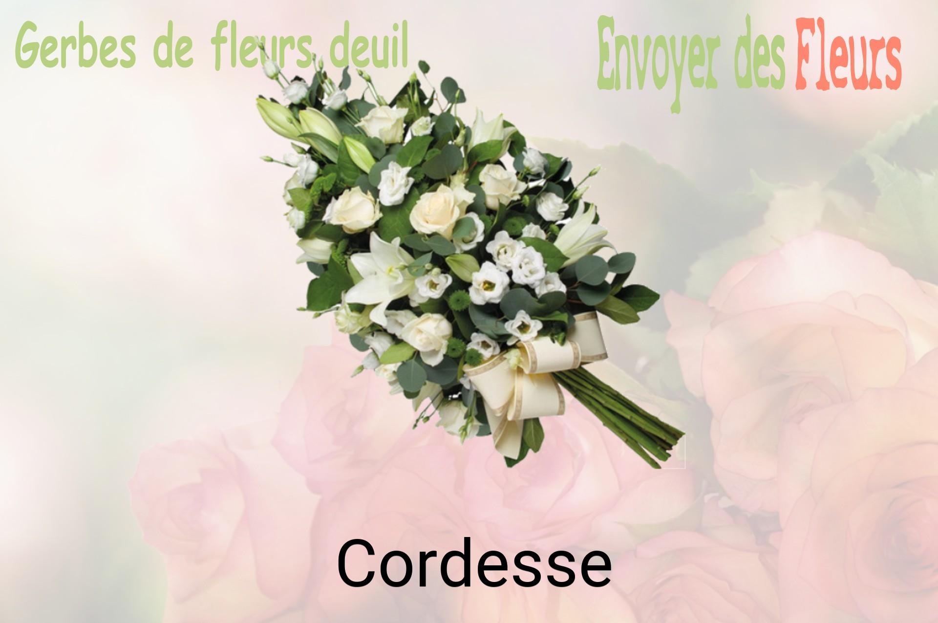 Gerbe de fleurs de deuil livrée à Cordesse